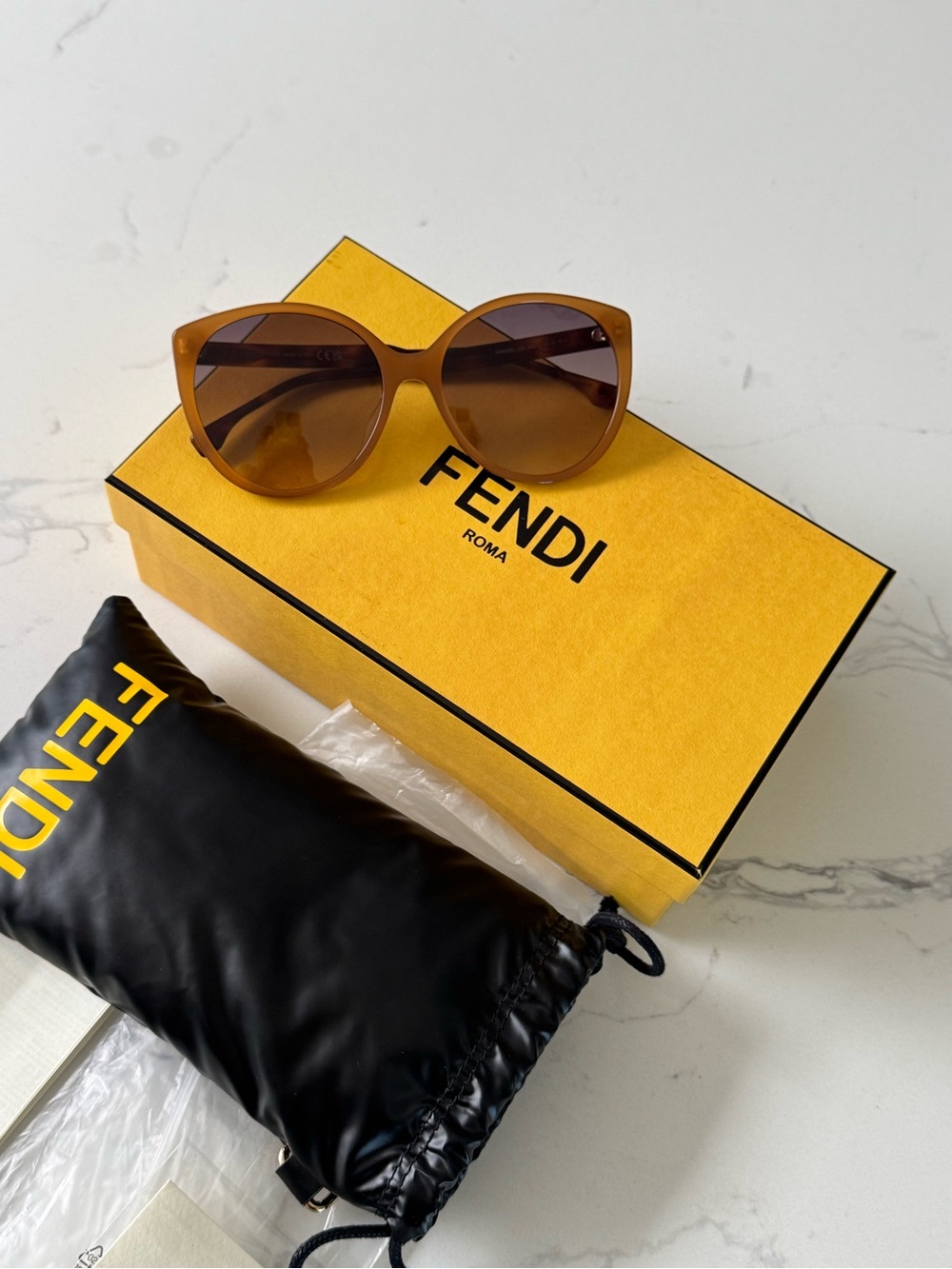 Fendi Cat-Eye Camel Sunglasses with brown gradient lenses #FE40029U